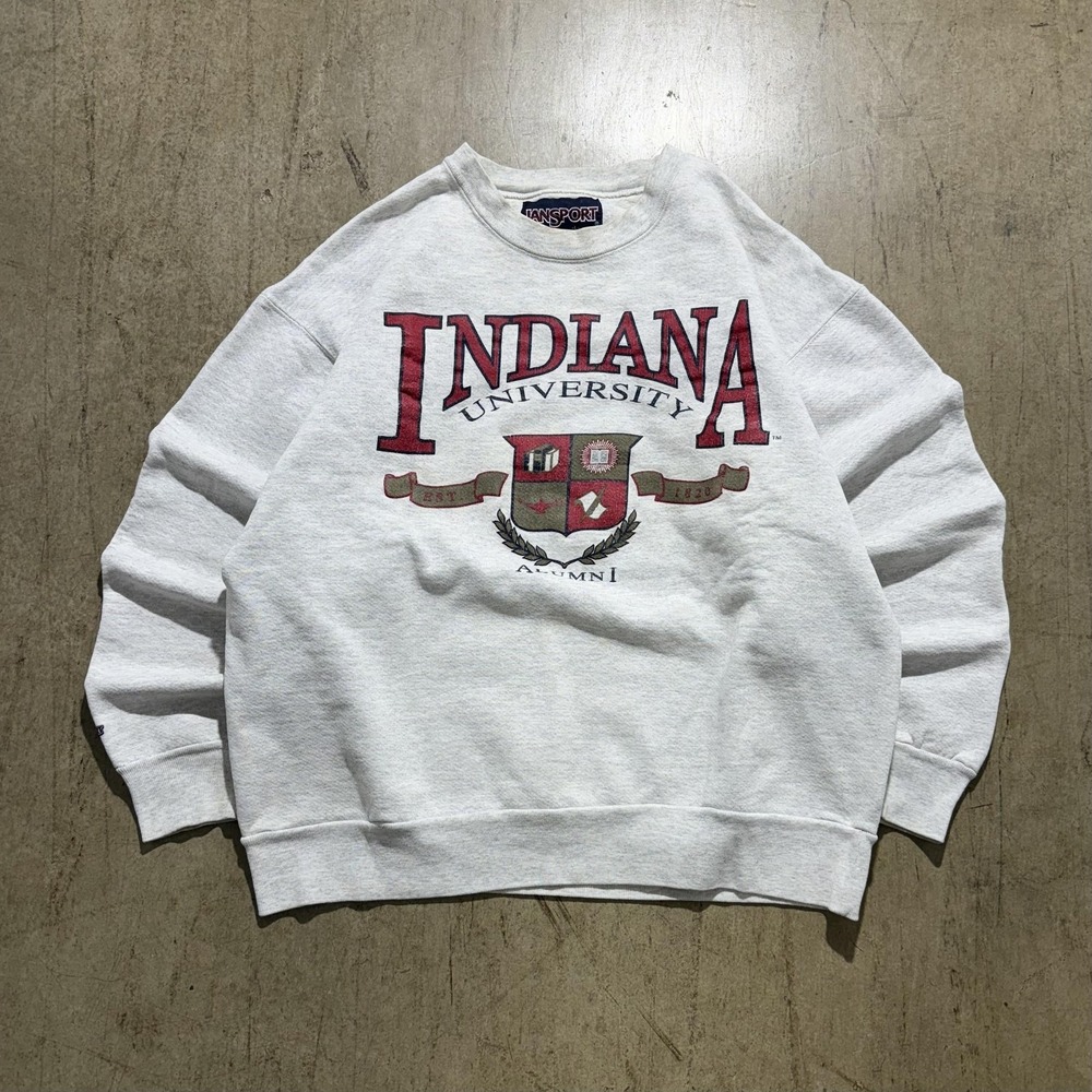 Indiana Hoosiers Sweatshirt Mens Large Gray NCAA Basketball JanSport Alumni